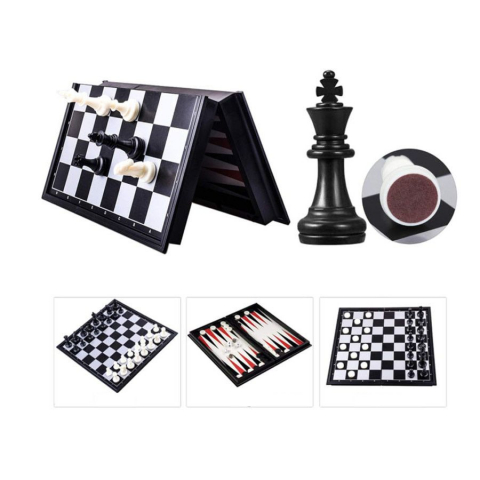Joc de Sah, Table si Dame, din Lemn, 30 x 15 cm, Magnetic [2]
