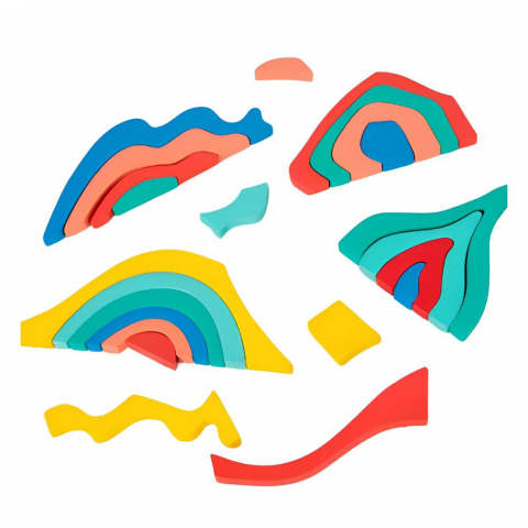 Joc Montessori Educativ cu Forme Abstracte, Multicolor, 19 x 19 cm, 24 Piese [1]