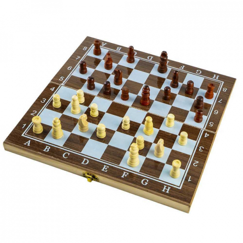 Joc Sah si Table din Lemn 40 x 20 cm, Maro [0]