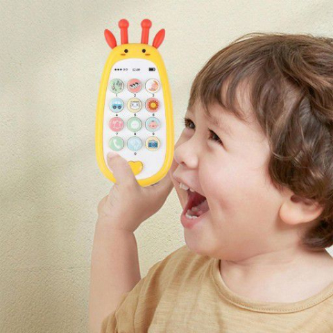 Jucarie 2 in 1 Telefon cu Jucarie de Dentitie, Girafa 15 cm - Galben [2]
