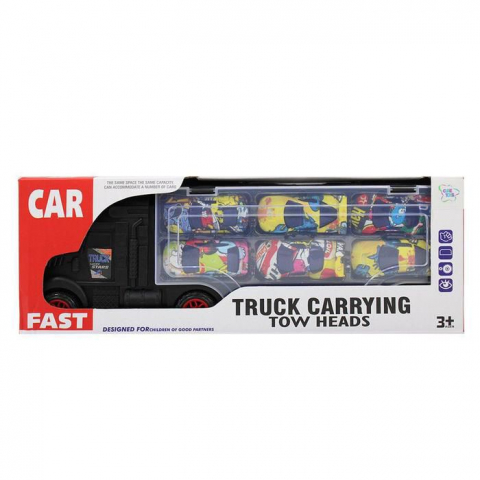 Jucarie Camion Fast Truck Carrying Tow Heads, Negru, Metal [2]