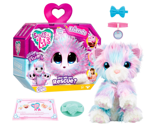Jucarii interactive copii - Jucărie de Plus Surpriză Scruff-a-Luvs Mystery Rescue Pet, Animal de Companie Interactiv, Se Spală și Se Transformă, Certificat de Adopție Inclus