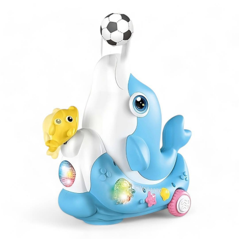Jucarii interactive copii - Jucarie Delfin cu Functie de Suflare Mingii, Efecte Muzicale si Luminoase
