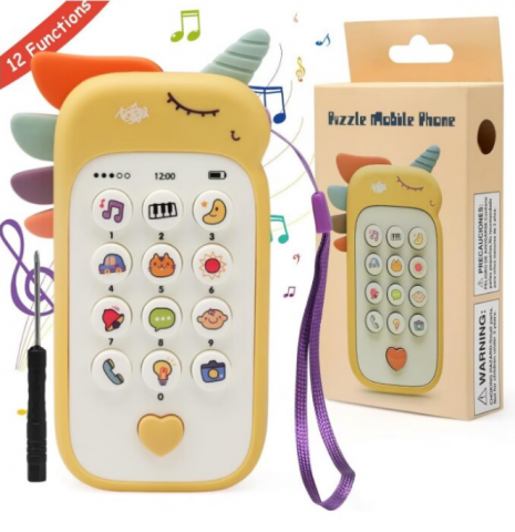 Jucarii interactive copii - Jucarie interactiva / telefon in Forma de Unicorn, 12 Functii, Plastic