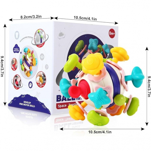 Jucarie pentru Dentitie, 4 in 1, Minge Senzoriala din Silicon [6]