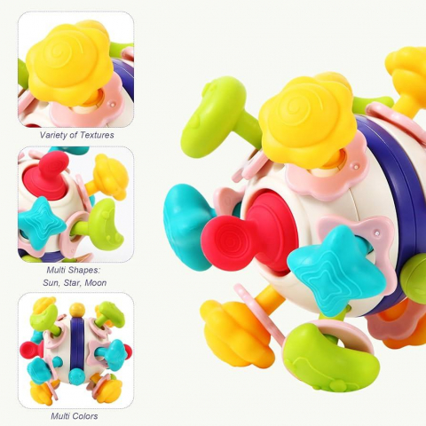 Jucarie pentru Dentitie, 4 in 1, Minge Senzoriala din Silicon [5]