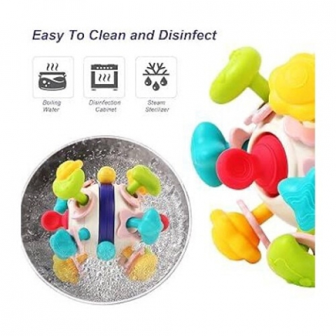 Jucarie pentru Dentitie, 4 in 1, Minge Senzoriala din Silicon [4]