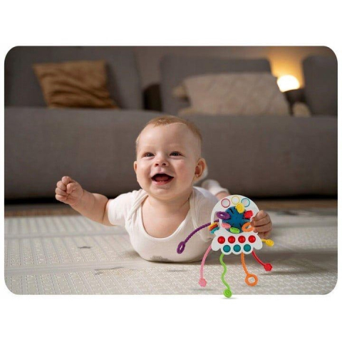 Jucarie Senzoriala Bebe Montessori, de Dentitie, 4 in 1, Snur din Silicon [2]