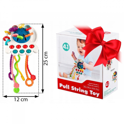 Jucarie Senzoriala Bebe Montessori, de Dentitie, 4 in 1, Snur din Silicon [6]