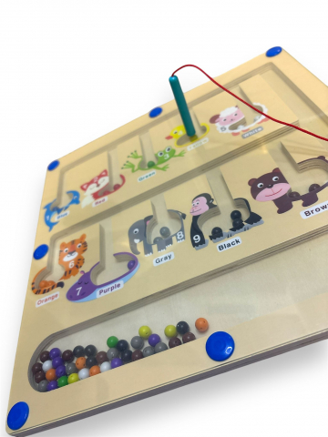 Labirint de Culori si Numere cu Stilou Magnetic, Montessori, din Lemn, 30x30 cm [2]