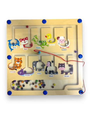 Labirint de Culori si Numere cu Stilou Magnetic, Montessori, din Lemn, 30x30 cm [3]