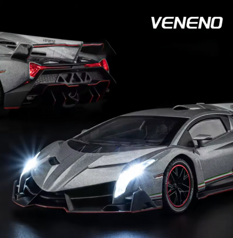 Mașină din Metal Lamborghini Veneno cu Telecomandă, RC 1:24, Lumini și Sunete, Uși Deschizătoare, 20 cm [1]