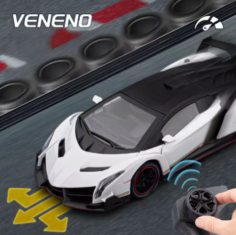 Mașină din Metal Lamborghini Veneno cu Telecomandă, RC 1:24, Lumini și Sunete, Uși Deschizătoare, 20 cm [2]