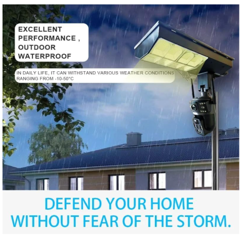 Cameră de Supraveghere Solară 4G cu Lampă Integrată, Sistem 5-în-1, 4 Lentile, Rotire 360°, Detecție Mișcare, Viziune Nocturnă IR & Color, Audio Bidirecțional, IP67, Panou Solar, Monitorizare Live [2]