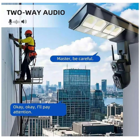 Cameră de Supraveghere Solară 4G cu Lampă Integrată, Sistem 5-în-1, 4 Lentile, Rotire 360°, Detecție Mișcare, Viziune Nocturnă IR & Color, Audio Bidirecțional, IP67, Panou Solar, Monitorizare Live [3]