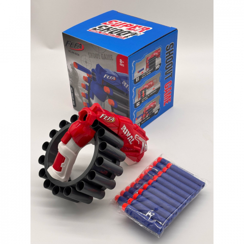 Lansator de Ventuze pentru Copii, 20 Gloante din Spuma - Rosu [3]