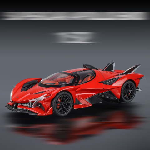 Macheta Apollo Project EVO, Metalica Multicolora cu Sunete, Lumini, Fum pe Baza de Apa, Functie Pull-Back, Cu Incarcare USB, Usi Deschizatoare, Amortizare si Viraj - Rosu [7]