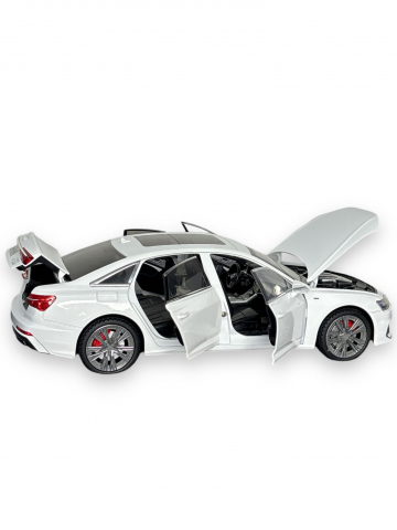 Macheta Audi A6L, 1:18, din Metal, cu Lumini si Sunete realistice de Motor si Alarma, cu Functie Pull-Back, cu Functie de Deschidere a Usilor - Alb [15]