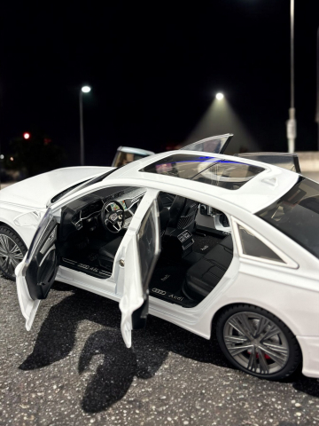 Macheta Audi A6L, 1:18, din Metal, cu Lumini si Sunete realistice de Motor si Alarma, cu Functie Pull-Back, cu Functie de Deschidere a Usilor - Alb [9]