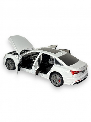 Macheta Audi A6L, 1:18, din Metal, cu Lumini si Sunete realistice de Motor si Alarma, cu Functie Pull-Back, cu Functie de Deschidere a Usilor - Alb [14]