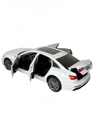 Macheta Audi A6L, 1:18, din Metal, cu Lumini si Sunete realistice de Motor si Alarma, cu Functie Pull-Back, cu Functie de Deschidere a Usilor - Alb [3]