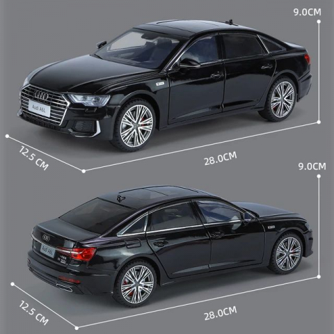 Macheta Audi A6L, 1:18, din Metal, cu Lumini si Sunete realistice de Motor si Alarma, cu Functie Pull-Back, cu Functie de Deschidere a Usilor - Negru [4]