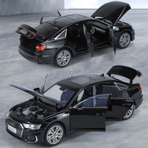 Macheta Audi A6L, 1:18, din Metal, cu Lumini si Sunete realistice de Motor si Alarma, cu Functie Pull-Back, cu Functie de Deschidere a Usilor - Negru [15]