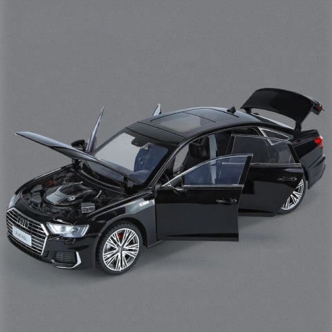 Macheta Audi A6L, 1:18, din Metal, cu Lumini si Sunete realistice de Motor si Alarma, cu Functie Pull-Back, cu Functie de Deschidere a Usilor - Negru [6]