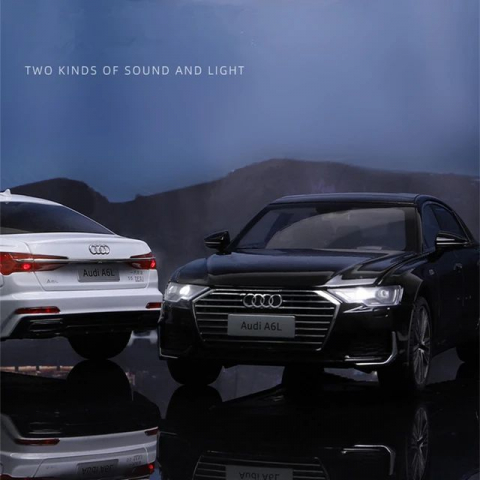 Macheta Audi A6L, 1:18, din Metal, cu Lumini si Sunete realistice de Motor si Alarma, cu Functie Pull-Back, cu Functie de Deschidere a Usilor - Negru [7]
