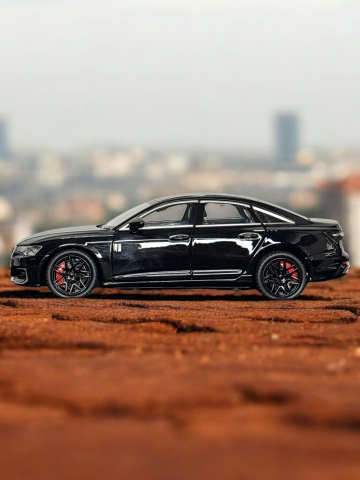 Macheta Audi A6L 55 TFSI, din Metal, cu Lumini si Sunete realistice de Motor si Alarma, cu Functie Pull-Back, cu Functie de Deschidere a Usilor - Negru [2]
