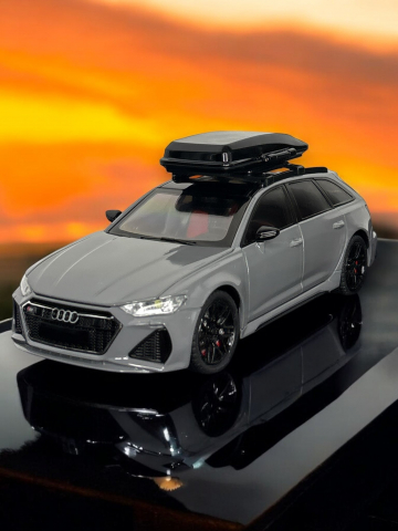 Macheta Audi RS6, din Metal, cu Lumini si Sunete realistice de Motor si Alarma, cu Functie Pull-Back, cu Functie de Deschidere a Usilor - Gri Ceramic [10]