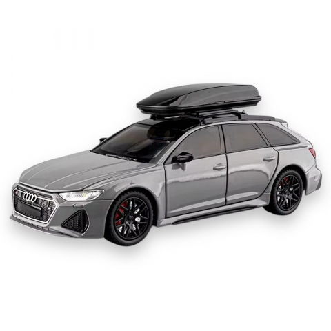 Macheta Audi RS6, din Metal, cu Lumini si Sunete realistice de Motor si Alarma, cu Functie Pull-Back, cu Functie de Deschidere a Usilor - Gri Ceramic [0]