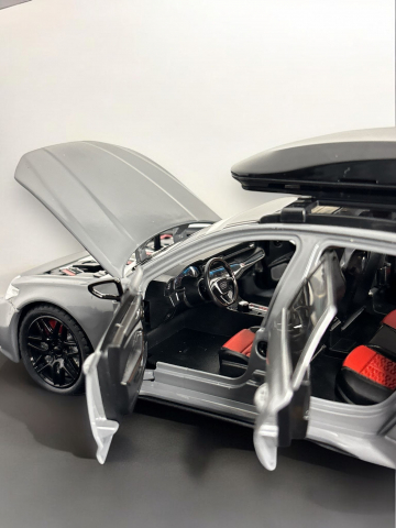 Macheta Audi RS6, din Metal, cu Lumini si Sunete realistice de Motor si Alarma, cu Functie Pull-Back, cu Functie de Deschidere a Usilor - Gri Ceramic [1]