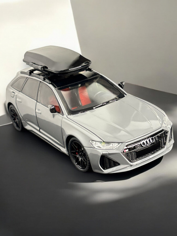 Macheta Audi RS6, din Metal, cu Lumini si Sunete realistice de Motor si Alarma, cu Functie Pull-Back, cu Functie de Deschidere a Usilor - Gri Ceramic [4]