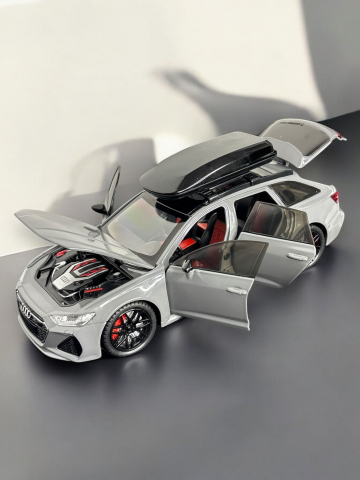Macheta Audi RS6, din Metal, cu Lumini si Sunete realistice de Motor si Alarma, cu Functie Pull-Back, cu Functie de Deschidere a Usilor - Gri Ceramic [16]