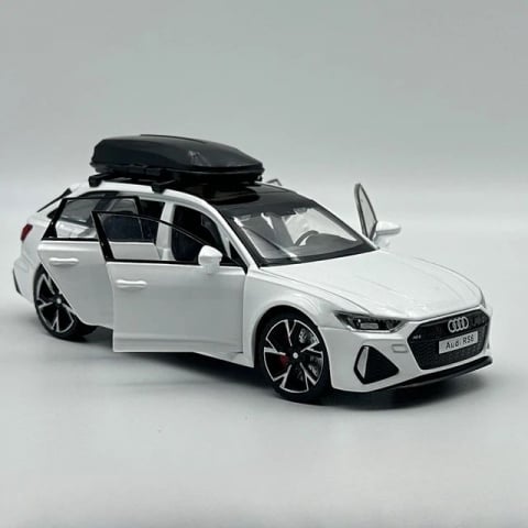 Macheta Audi RS6, Portbagaj Detasabil, Faruri si Stopuri Luminoase, din Metal, cu Lumini si Sunete realistice de Motor si Alarma, Volan Functional, cu Functie Pull-Back, cu Functie de Deschidere a Usi [0]