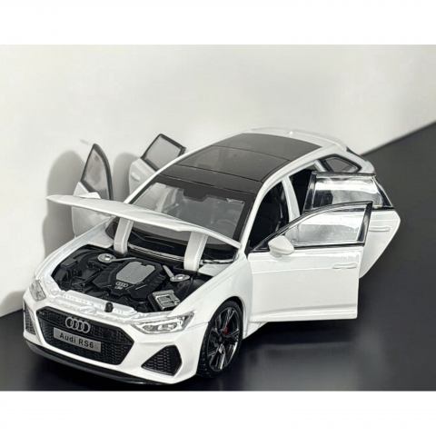 Macheta Audi RS6, Portbagaj Detasabil, Faruri si Stopuri Luminoase, din Metal, cu Lumini si Sunete realistice de Motor si Alarma, Volan Functional, cu Functie Pull-Back, cu Functie de Deschidere a Usi [12]