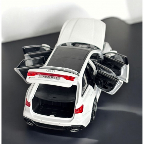 Macheta Audi RS6, Portbagaj Detasabil, Faruri si Stopuri Luminoase, din Metal, cu Lumini si Sunete realistice de Motor si Alarma, Volan Functional, cu Functie Pull-Back, cu Functie de Deschidere a Usi [13]
