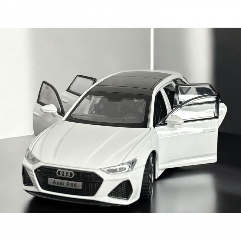 Macheta Audi RS6, Portbagaj Detasabil, Faruri si Stopuri Luminoase, din Metal, cu Lumini si Sunete realistice de Motor si Alarma, Volan Functional, cu Functie Pull-Back, cu Functie de Deschidere a Usi [5]