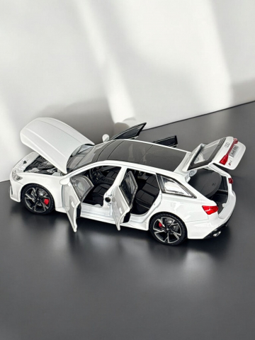 Macheta Audi RS6, Portbagaj Detasabil, Faruri si Stopuri Luminoase, din Metal, cu Lumini si Sunete realistice de Motor si Alarma, Volan Functional, cu Functie Pull-Back, cu Functie de Deschidere a Usi [8]
