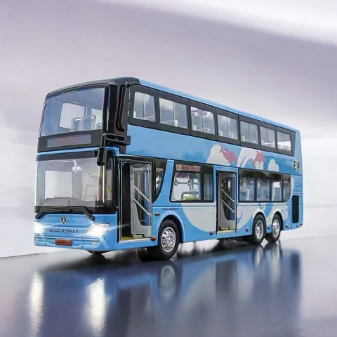 Macheta Autobuz, din Metal, cu Lumini Ambientale in Interior si Sunete realistice de Motor si Alarma, cu Functie Pull-Back, cu Functie de Deschidere a Usilor [12]