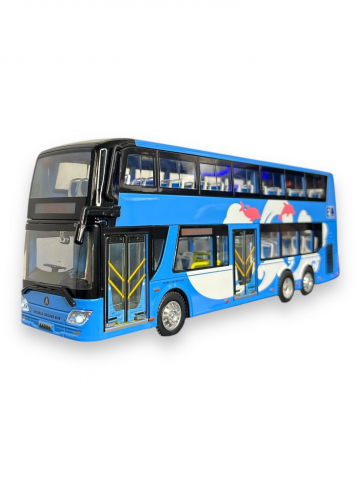 Macheta Autobuz, din Metal, cu Lumini Ambientale in Interior si Sunete realistice de Motor si Alarma, cu Functie Pull-Back, cu Functie de Deschidere a Usilor [2]