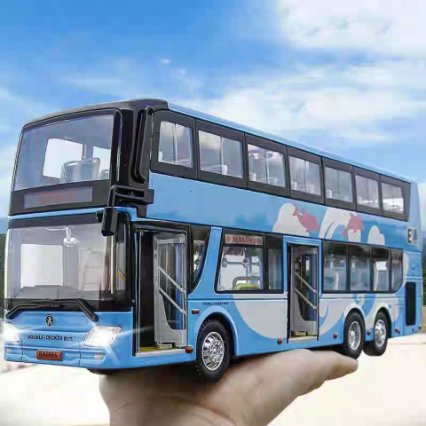 Macheta Autobuz, din Metal, cu Lumini Ambientale in Interior si Sunete realistice de Motor si Alarma, cu Functie Pull-Back, cu Functie de Deschidere a Usilor [5]