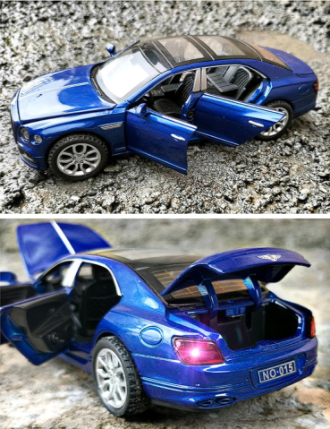 Macheta Bentley Continental GT, Metal, Cu Lumini si Sunete de Motor, Functii de Deschidere Usi si Pull-Back, 15 cm, Albastru [1]