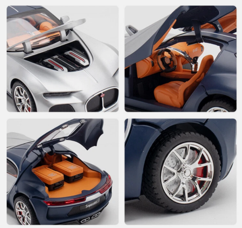 Mașină din Metal Bugatti Atlantic 1:32,Uși Deschizătoare, Lumini și Sunete, Accesoriu Valize Detașabile, 15,5 cm [6]