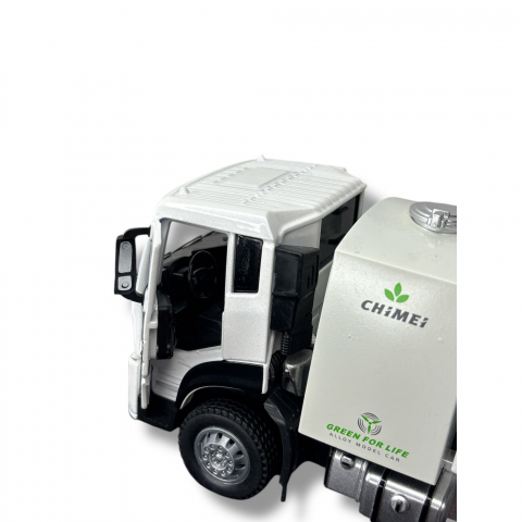 Macheta Cleaning City Truck, din Metal - Vehicul cu Functie Pull-Back, Sunete, Lumini, 22 cm, Usi si Panouri Detasabile, Parte Frontala Deschizabila- Jucarie Camion de Curatenie [8]