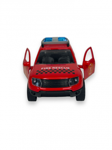 Macheta Dacia Duster de Pompieri, Metal, 1:38, cu Lumini si Sunete, cu Functie Pull-Back, cu Functie de Deschidere a Usilor, iStan® [4]