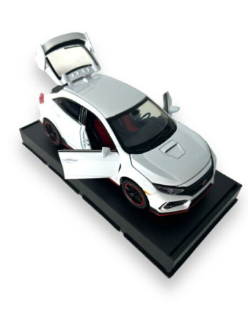 Macheta Honda Civic Type R, Metal, Sunete de Motor si Lumini, Functii de Deschidere Usi si Pull-Back, 15 cm, Alb [2]