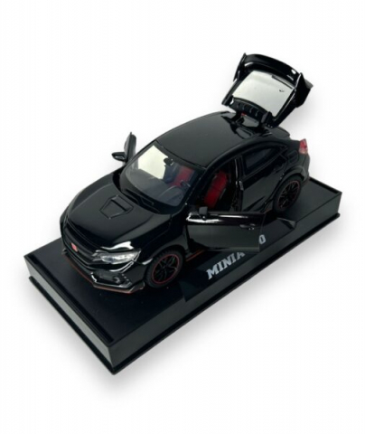 Macheta Honda Civic Type R, Metal, Sunete de Motor si Lumini, Functii de Deschidere Usi si Pull-Back, 15 cm, Negru [2]