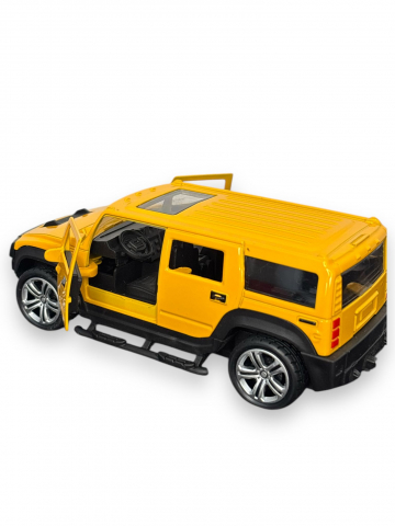Macheta Hummer, din Metal, cu Lumini si Sunete realistice de Motor si Alarma, cu Functie Pull-Back, cu Functie de Deschidere a Usilor - Galben [3]